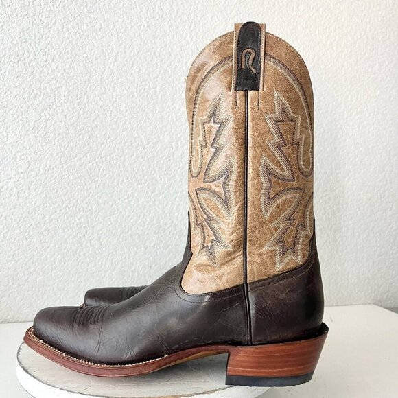 Rod Patrick Mens Cowboy Boots 13AAA Antique Mocha Bison Brown Western Blunt Toe - Picture 4 of 13